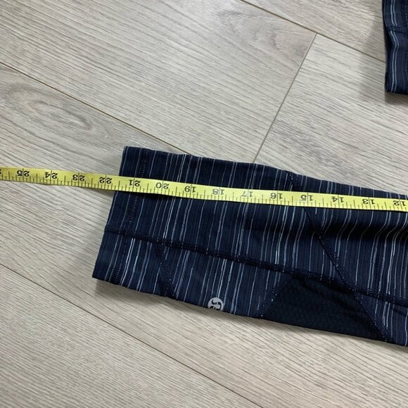 Lululemon Pace Rival Run Crop Leggings Cyber Stripe Naval Blue Black - Picture 15 of 16